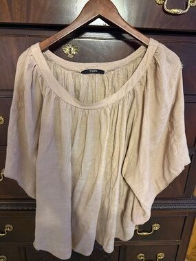Taupe Peasant Scoop Neck Women's Top 2x